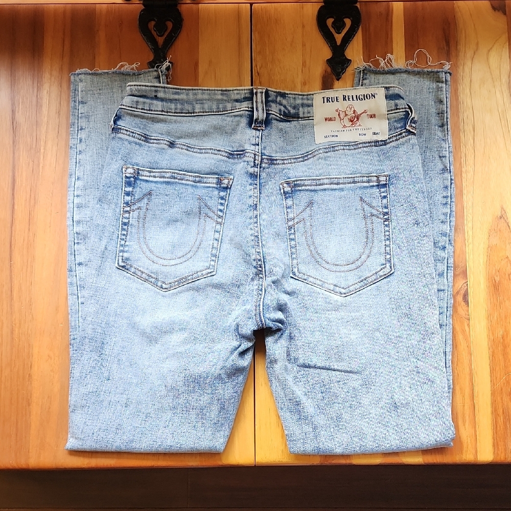 NWOT True Religion Jennie Curvy Mid Rise Skinny Jeans acid wash size 29 /8